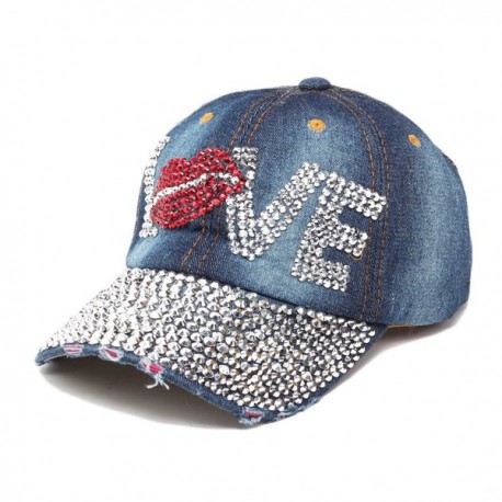 Fashion Women Bling Studded Rhinestone Crystal LOVE Lips Baseball Caps ...