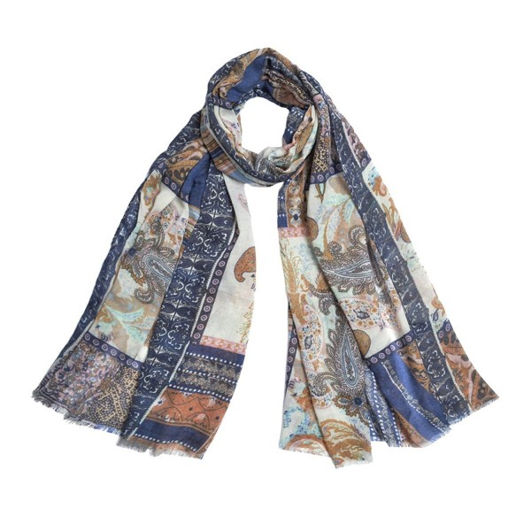 Premium Tribal Paisley Floral Print Frayed Edge Scarf Shawl Wrap - Diff ...