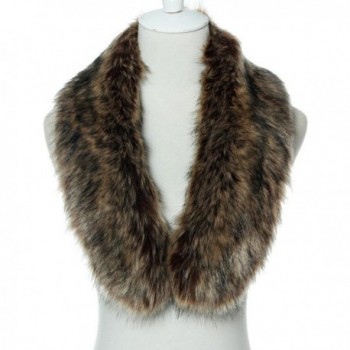 Womens Warm luxury Faux Fox Fur Fluffy Collar Wrap Scarf Neck Shawl ...