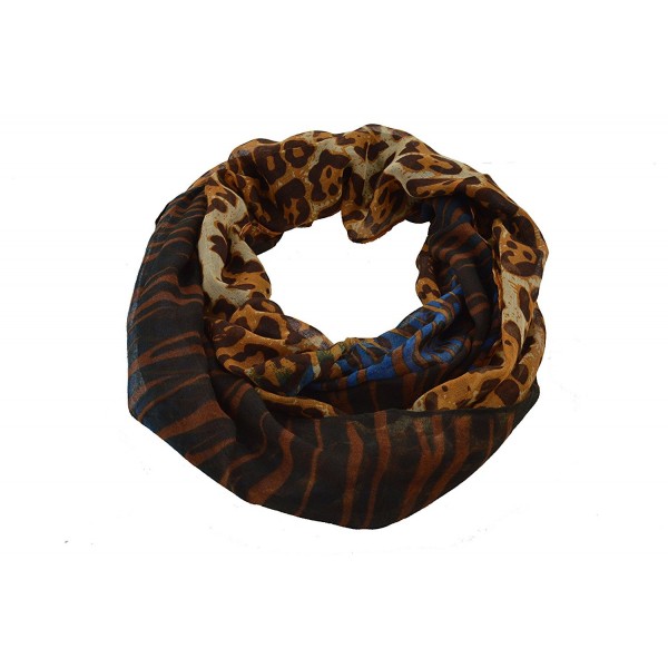 New Animal Print Viscose Infinity Scarf - Brown/Blue Cheetah/Tiger Print - CJ11MQU0RD9