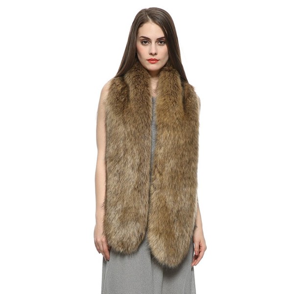 Women's Men's Extra Large Faux Fox Raccoon Fur Scarf Collar Stole Shawl ...