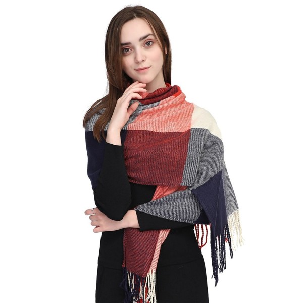 Women's Tassels Soft Plaid Tartan Lattice Scarf Winter Large Long ...