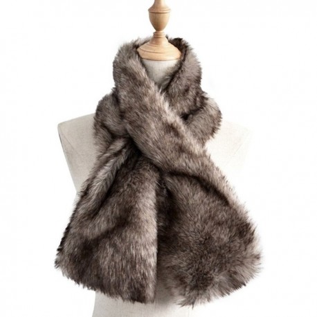 Women Winter Soft Faux Rabbit Fur Collar Scarf Stole Both Side Hair ...