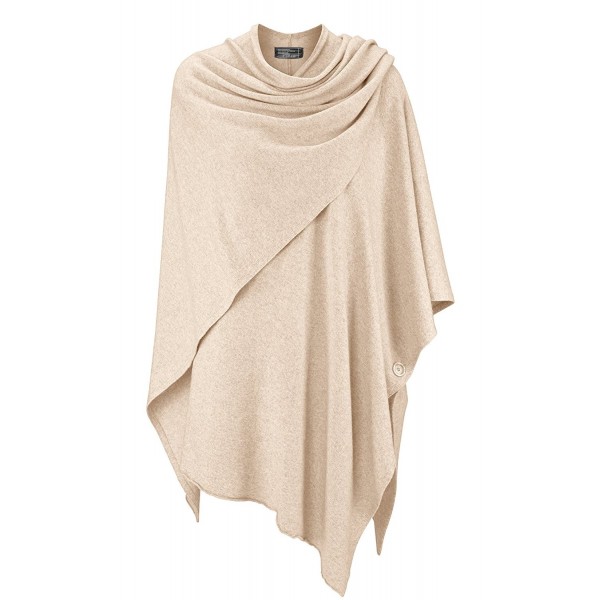 Womens Wrap Poncho Topper - With Cashmere - Various Colors - Beige2 ...