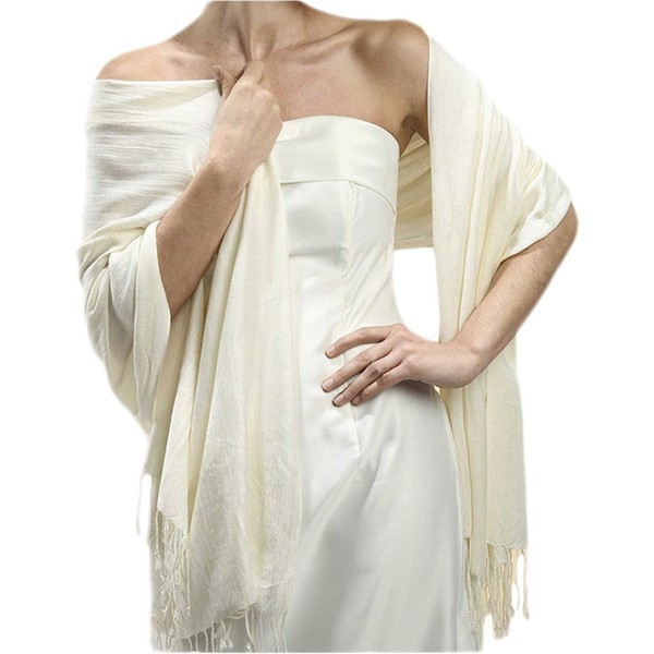 Women's Pashmina Style Wrap Or Shawl - Ivory - CW116HGMMEP