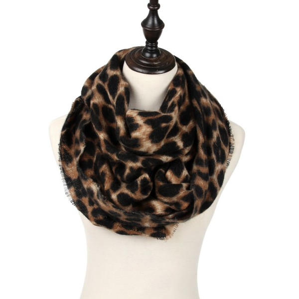 Women's Leopard Print Infinity Scarf - Warm Lightweight Acrylic Cheetah ...