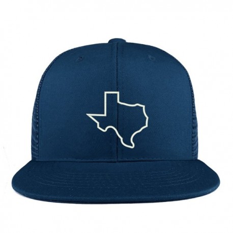 Texas State Outline Embroidered Cotton Flat Bill Mesh Back Trucker Cap ...