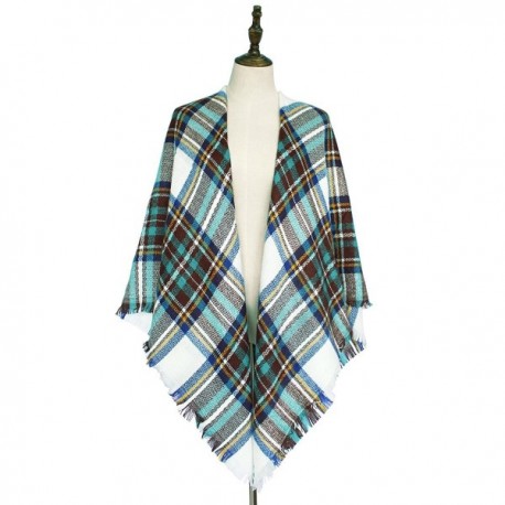 Women's Stylish Plaid Blanket Scarf Gorgeous Tassels Warm Wrap Shawl ...