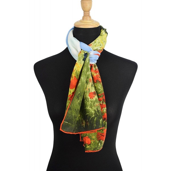 100% Luxurious Silk Scarf Claude Monet Famous Painted Scarves - Poppy ...