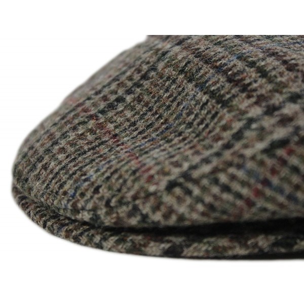 Irish Tweed Cap Brown Check 100% Wool Irish Made - C612I6L3QAV