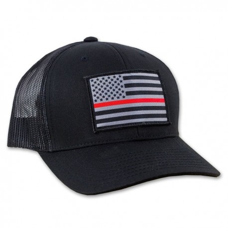 Thin Red Line American Flag Flexfit Hat - Mesh Snapback Trucker Style ...