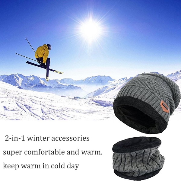 Warm Knitted Hat- Winter Beanie Hat Men with Circle Scarf for Ski- the ...