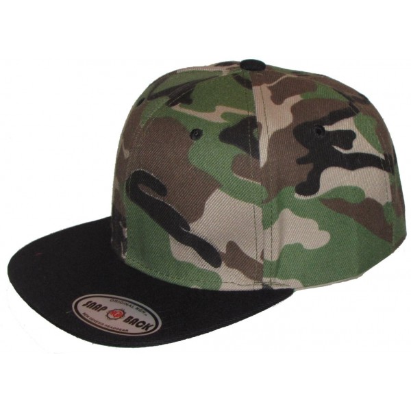 NGH Two Tone Green Camouflage and Black Bill - Flat Bill Snapback ...