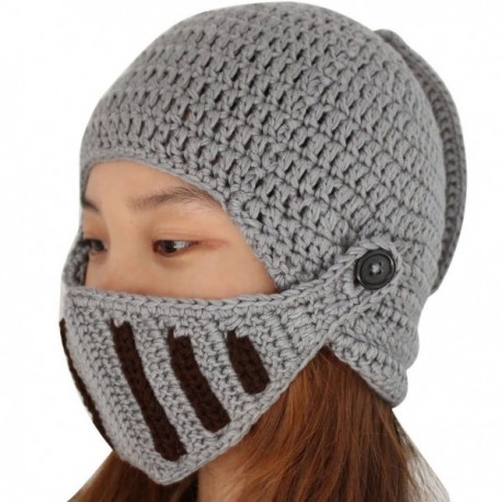 Unisex Winter Handmade Crochet Knight Hat Beanie Removable Mask ...