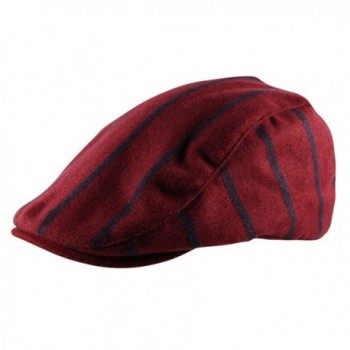 Men's Flat Cap Hat Striped Pre Curved Lined Gatsby Golf newsboy Wool ...