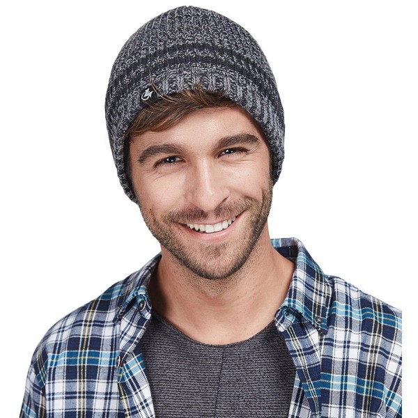 Merino Wool Skull Beanie-Mens Daily Warm Soft Winter Hat Stripe Mix ...