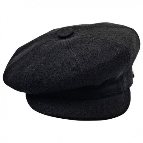 8 Quarters Newsboy Wool Cloth Cap - Black - CN11MQF3TEN