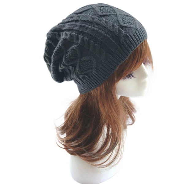 Women Men Winter Knit Slouchy Beanie Skullies Cap Hat - Gray - C2127R2WK17