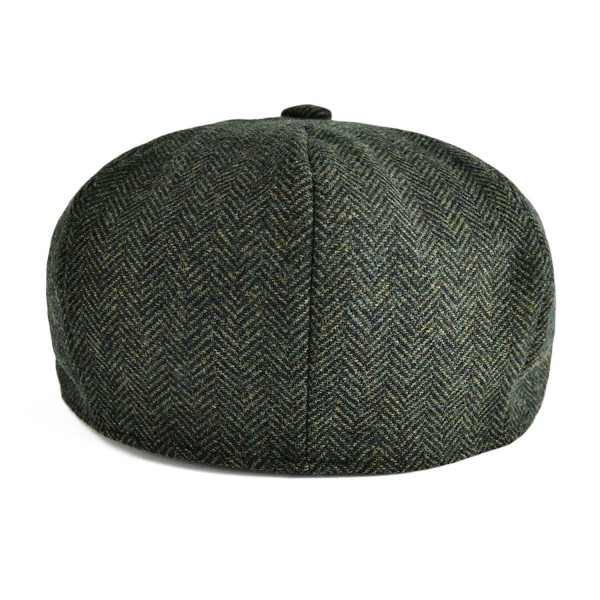 Voboomclassic 8 Panel Wool Tweed Newsboy Gatsby Ivy Cap Golf Cabbie Driving Hat Dark Green 2664