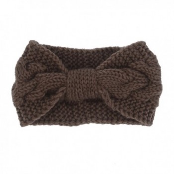 Women's Cable Knit Headband Bow Knot Head Wrap Ear Warmer - Coffee ...