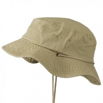 Big Size Washed Bucket Hat with Chin Cord - Khaki (For Big Head ...