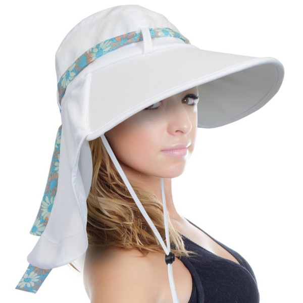 Women Sun Flap Hat with Adjustable Drawstring Hiking Cap Wide Brim ...