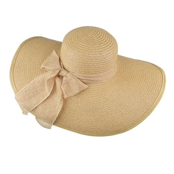 Womens Big Bowknot Straw Hat Floppy Foldable Roll up Beach Cap Sun Hat ...