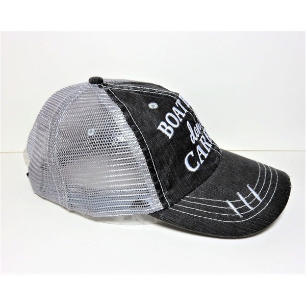 Embroidered Boat Hair Don't Care Distressed Look Grey Trucker Cap Hat ...