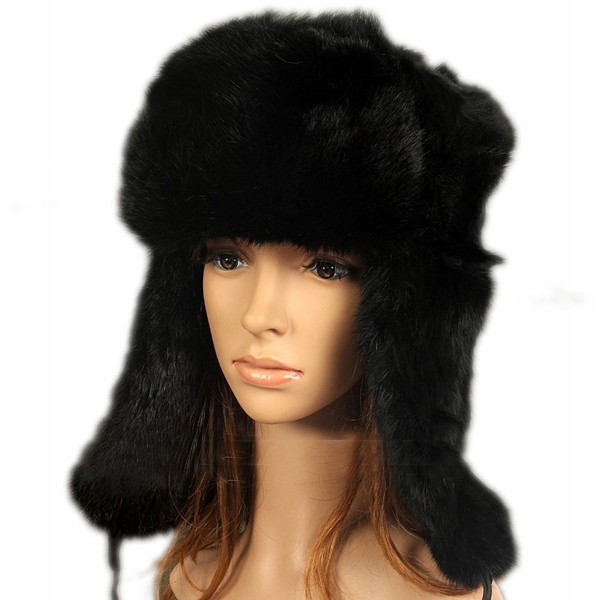 Men's Women's Natural Rabbit Full Fur Russian Soviet Ushanka Winter ...