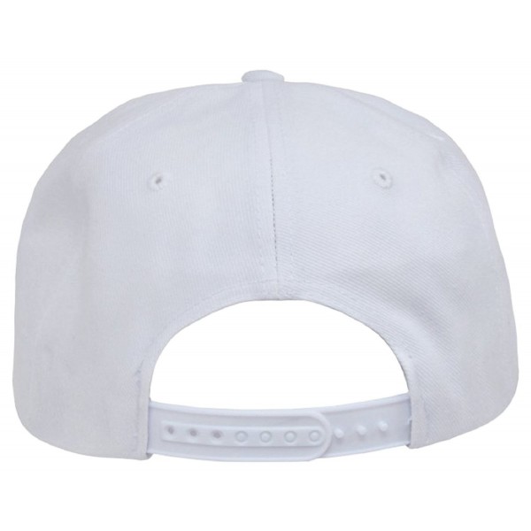 Solid Color Retro Flat Bill Snapback Baseball Cap (One Size- White ...