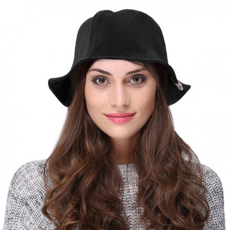 Women Winter Hat Warm Woolen Hat Fashion Cute Bucket Hat - Black ...