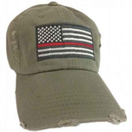 Thin Red Line American Flag Hat cap Olive Green Support firefighters ...