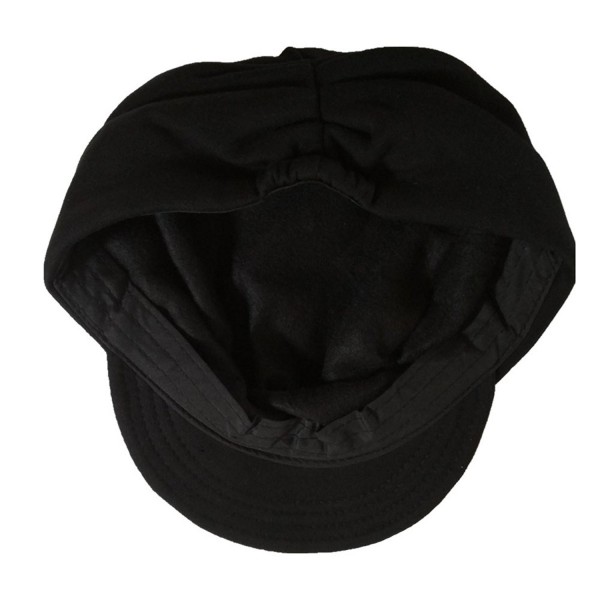 Women's Drape Layers Beanie Rib Hat Brim Visor Cap - Black 2 - CB1267HRS8D