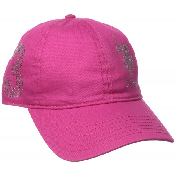 Women's Rhinestone Logo Baseball Hat - Hot Pink - C712HJF6BNF