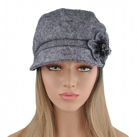 Womens Visor Beret newsboy Cap Wool Felt Cloche With Flower Cabbie Hat ...