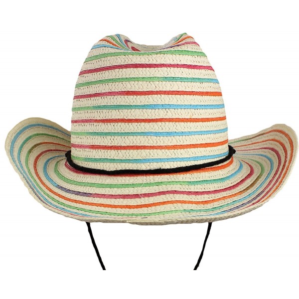 bogo Brands White Straw Beach Hat With colorful Ribbon Accents and Adjustable Strap by - C0182MKTOK6